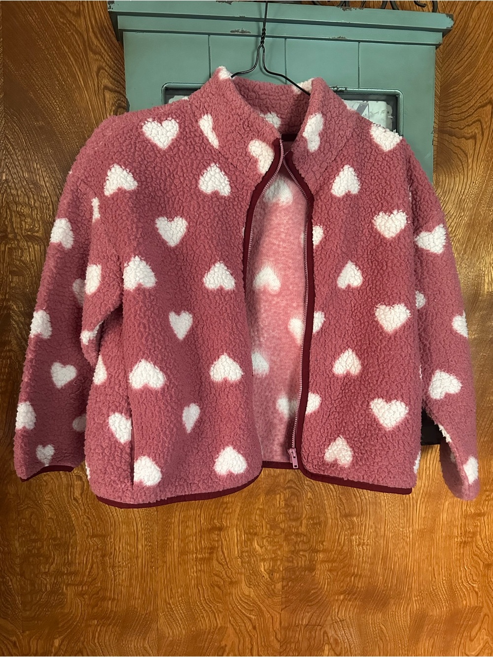 Old Navy Pink Heart Sherpa Puffer Jacket